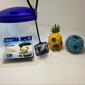 Aqueon 1 Gallon MiniBow LED Desktop Fish Aquarium, Blue. Net Fish & Accessories.